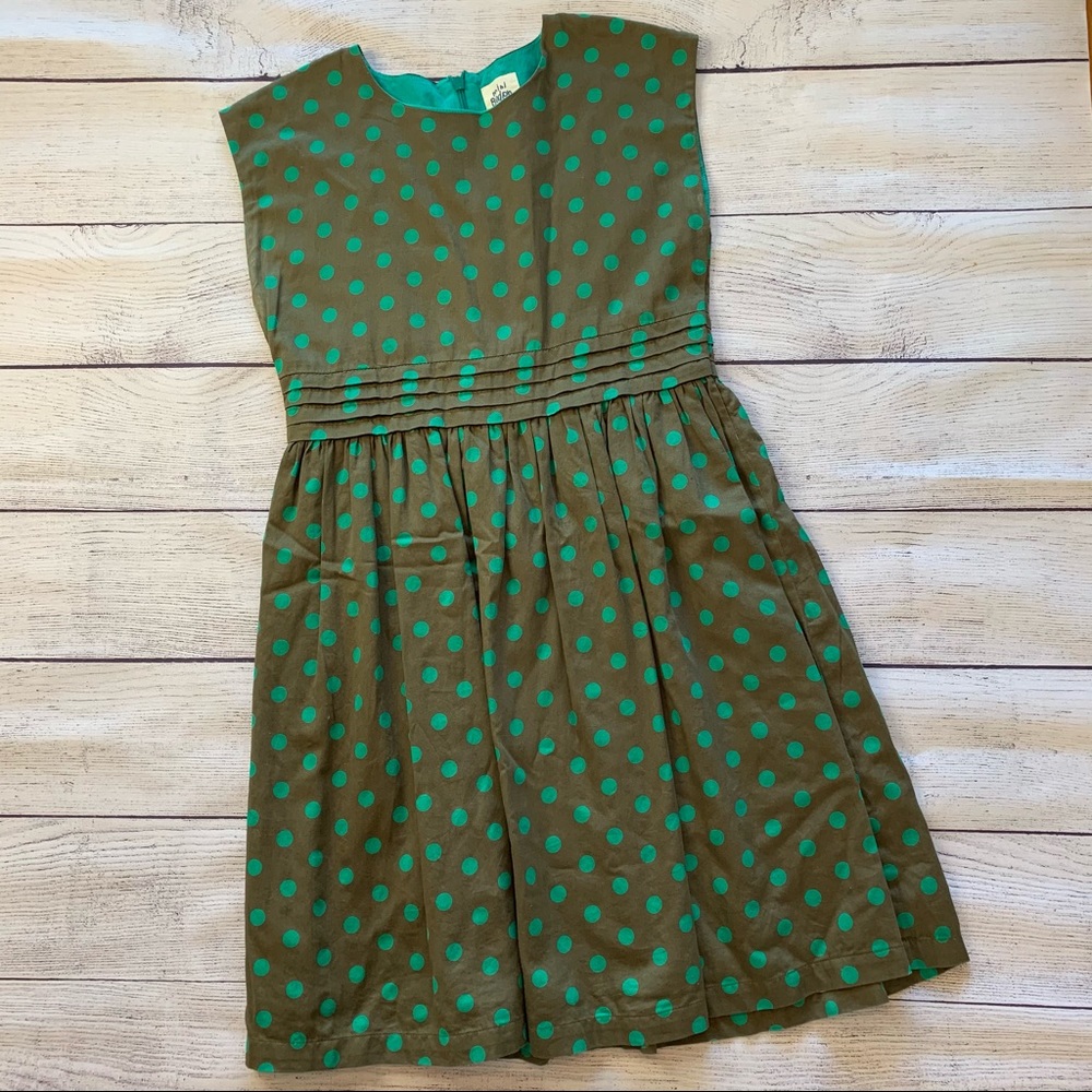 Mini Boden Green Polka Dot Dress Size 9 - 10